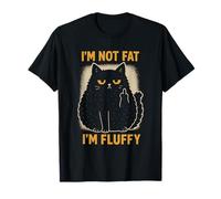 Divertente Design con Gatto Non Grasso e soffice con Slogan Spiritoso Maglietta
