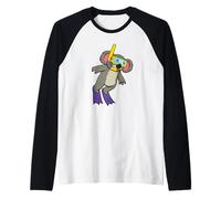 Divertente Design con Koala per Snorkeling, Simpatico Animale subacqueo Maglia con Maniche Raglan