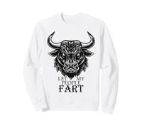 Divertente Design con Mucca e Toro, con Scritta Let My People Fart, per Amanti degli Animali da fattori Felpa