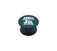 Divertente design con scritta "Animals Make Me Happy People Not So Much" PopSockets PopGrip Adesivo