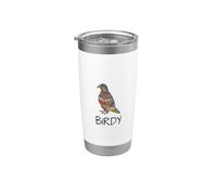Divertente design con uccelli, design creativo, dolce ritorno primaverile. Bicchiere termico in acciaio inox doppia parete