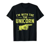 Divertente Design Coordinato con Scritta I'm with The Unicorn Maglietta