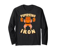Divertente Design di Allenamento per Halloween Jack-o'-Lanterna Squat Maglia a Manica