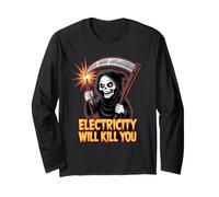 Divertente design elettricista per gli uomini L'elettricità ti ucciderà Maglia a Manica