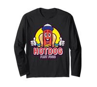 Divertente design hot dog mascotte fast food amante Maglia a Manica