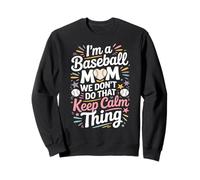 Divertente design Keep Calm Baseball Mom con divertente palla a forma di cuore Felpa