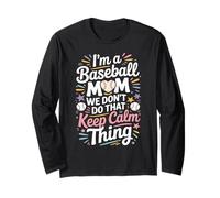 Divertente design Keep Calm Baseball Mom con divertente palla a forma di cuore Maglia a Manica
