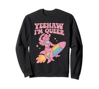 Divertente design LGBTQ+ Cowboy Pride Western Rainbow Rocket Felpa