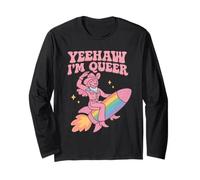 Divertente design LGBTQ+ Cowboy Pride Western Rainbow Rocket Maglia a Manica
