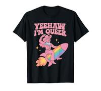 Divertente design LGBTQ+ Cowboy Pride Western Rainbow Rocket Maglietta