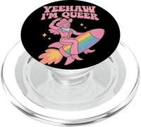 Divertente design LGBTQ+ Cowboy Pride Western Rainbow Rocket PopSockets PopGrip per MagSafe