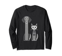 Divertente Design Minalmism con Gatto e Cane Maglia a Manica