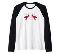 Divertente Design Natalizio con Dinosauri Maglia con Maniche Raglan