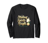 Divertente Design Natalizio Making Spirits Bright Mostly Mine Maglia a Manica