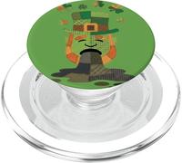 Divertente design patchwork per il giorno di San Patrizio con leprechaun malato PopSockets PopGrip per MagSafe
