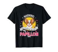 Divertente Design per Amanti dei Cani, con Scritta Warning May Talk About My Papillon Maglietta
