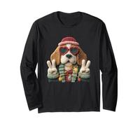 Divertente Design retrò con Simbolo della Pace per Amanti dei Cani Beagle Maglia a Manica