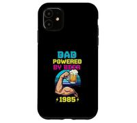 Divertente design vintage con scritta "Dad Powered by Beer and 1985" Custodia per iPhone 11