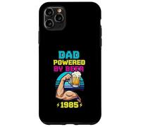 Divertente design vintage con scritta "Dad Powered by Beer and 1985" Custodia per iPhone 11 Pro Max