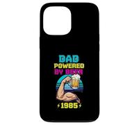 Divertente design vintage con scritta "Dad Powered by Beer and 1985" Custodia per iPhone 13 Pro Max