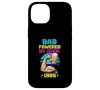 Divertente design vintage con scritta "Dad Powered by Beer and 1985" Custodia per iPhone 14