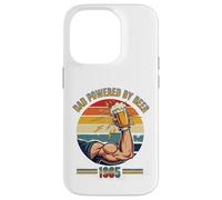 Divertente design vintage con scritta "Dad Powered by Beer and 1985" Custodia per iPhone 14 Pro