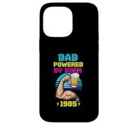 Divertente design vintage con scritta "Dad Powered by Beer and 1985" Custodia per iPhone 14 Pro Max