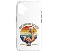 Divertente design vintage con scritta "Dad Powered by Beer and 1985" Custodia per iPhone 16