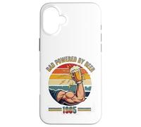 Divertente design vintage con scritta "Dad Powered by Beer and 1985" Custodia per iPhone 16 Plus