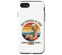 Divertente design vintage con scritta "Dad Powered by Beer and 1985" Custodia per iPhone SE (2020) / 7/8