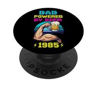 Divertente design vintage con scritta "Dad Powered by Beer and 1985" PopSockets PopGrip Adesivo