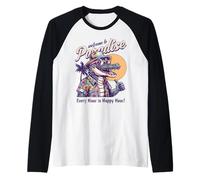 Divertente Design Vintage con Scritta Welcome to Paradise Maglia con Maniche Raglan