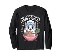 Divertente Detto Carbo Idratato Gatto Noodle Giochi di Parole Scherzo Donne Uomini Maglia a Manica
