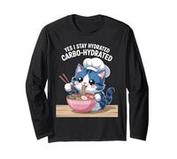 Divertente Detto Carbo Idratato Gatto Noodle Giochi di Parole Scherzo Donne Uomini Maglia a Manica