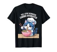 Divertente Detto Carbo Idratato Gatto Noodle Giochi di Parole Scherzo Donne Uomini Maglietta