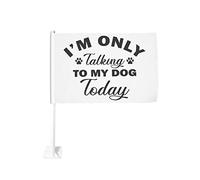 Divertente detto del cane - Parlo solo con il mio cane, regalo per auto, bandiera da 12 x 18 pollici, decorazione per finestrini auto, impermeabile, bandiera per finestrini auto, clip per finestrini b