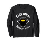 Divertente Detto scoreggia Ninja Silenzioso ma mortale Maglia a Manica