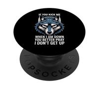 Divertente dicendo che è meglio pregare non mi alzo lupo donne uomini PopSockets PopGrip Adesivo