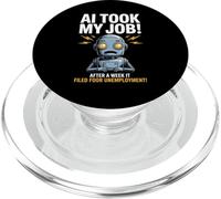 Divertente dicendo che l'IA ha preso il mio lavoro Robot ha archiviato la vita di disoccupazione PopSockets PopGrip per MagSafe