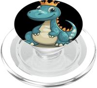 Divertente dinosauro blu con corona d'oro Costume PopSockets PopGrip per MagSafe