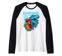Divertente Dinosauro di Pollo Ricorda Chi Sei Meme Maglia con Maniche Raglan