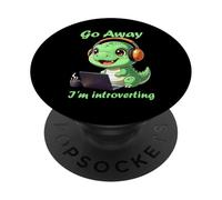 Divertente dinosauro Go Away I'm Introverting Cute Kawaii Dino PopSockets PopGrip Adesivo