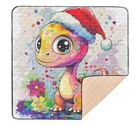 Divertente dinosauro grande robusto tappetino da gioco per bambini per pavimento accogliente traspirante tappetino da gioco da viaggio per neonati neonati bambini, 127 x 127 cm