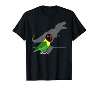 Divertente Dinosauro T-Rex Ombra Nero Mascherato Verde Lovebird Maglietta