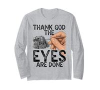 Divertente Dipinto in Miniatura con Scritta Thank God The Eyes Are Done Maglia a Manica