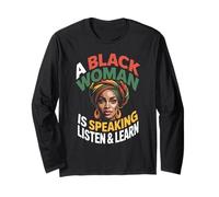 Divertente Dire Che Una Donna di Colore Sta Parlando Ascolta Impara Il Supporto Maglia a Manica