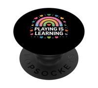 Divertente dire giocare è imparare arcobaleno cuore donne uomini PopSockets PopGrip Adesivo