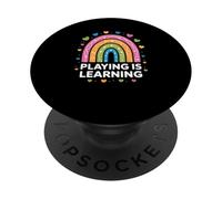 Divertente dire giocare è imparare arcobaleno cuore donne uomini PopSockets PopGrip Adesivo