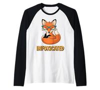Divertente Disegno a Forma di Volpe con Scritta «Infoxicated» Maglia con Maniche Raglan