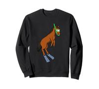 Divertente Disegno del Fumetto del Cavallo Che Fa Snorkeling Animale Sveglio Ara Felpa